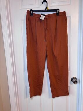 Max Women’s XL Rust Orange Wide Leg Drawstring Pants New With Tags
